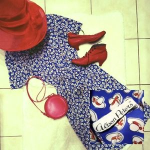 Vintage 50s 60s hat print dress